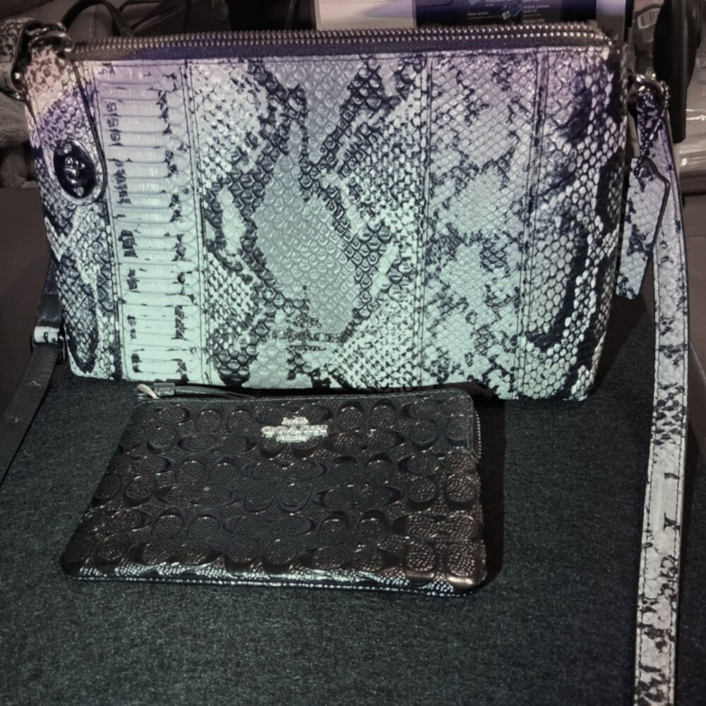 Coach Crosby Mix Material Exotic Crossbody and a Signature Patent Wristlet